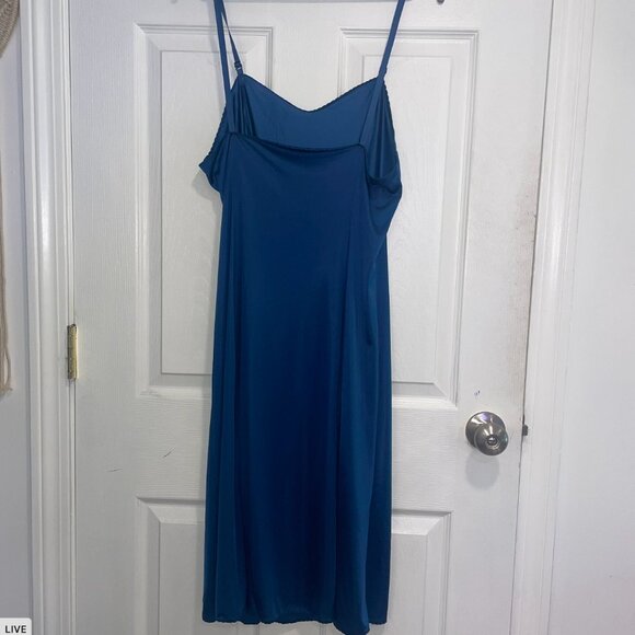 Deep Teal Blue Vintage Lace Slip Dress - Picture 3 of 5